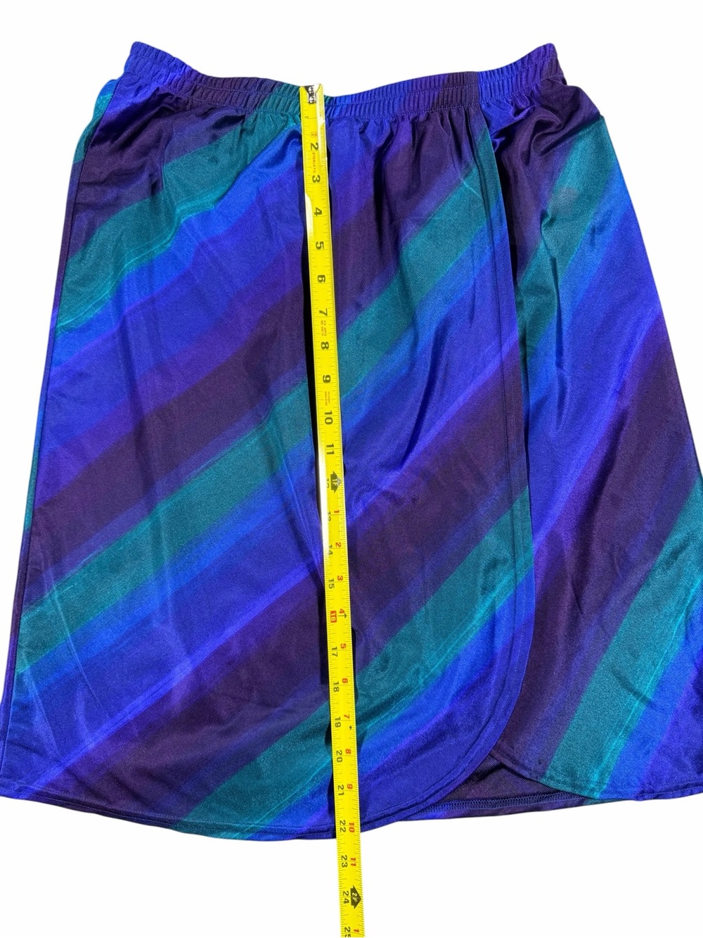 JANTZEN CLASSICS Swim Vintage Blue & Teal Diagonal Stripe Athletic / Swim Skirt - Picture 10 of 11